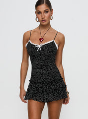 Yves Mini Dress Onyx Polka