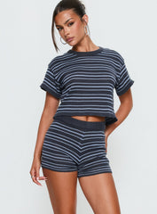 Arlynn Knit Micro Shorts Blue Stripe