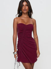 Me Again Strapless Mini Dress Burgundy