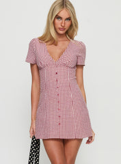 Loveliness Playsuit Red Check