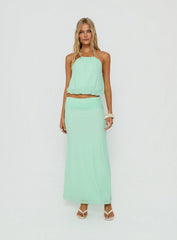Wild Dune Ruched Waist Maxi Skirt Green