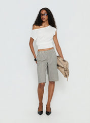 Sevigney Long Elasticated Shorts Cream Check