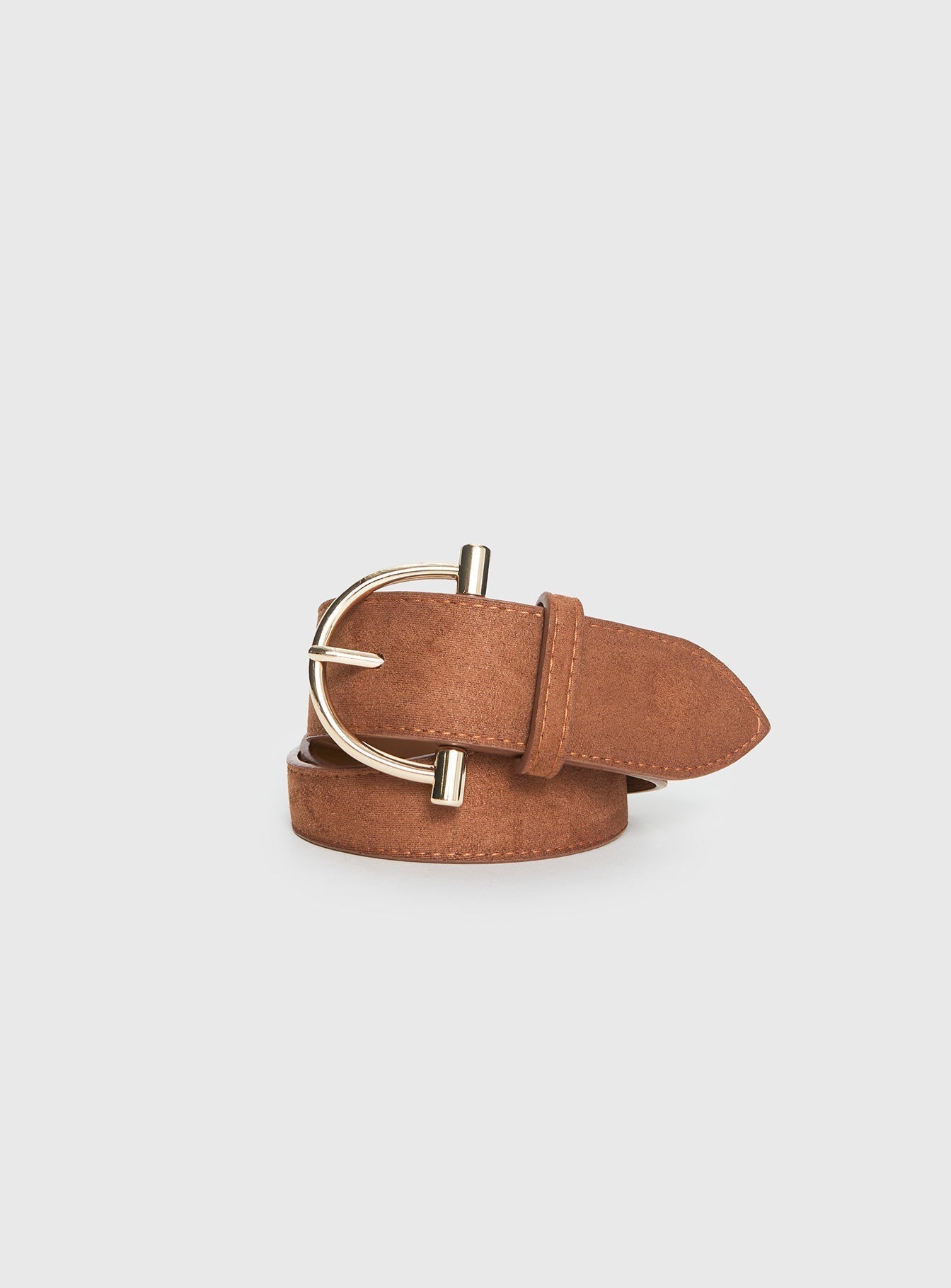 Runey Faux Suede Belt Brown / Gold