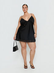 Aloura Spliced Lace Mini Dress Black Curve