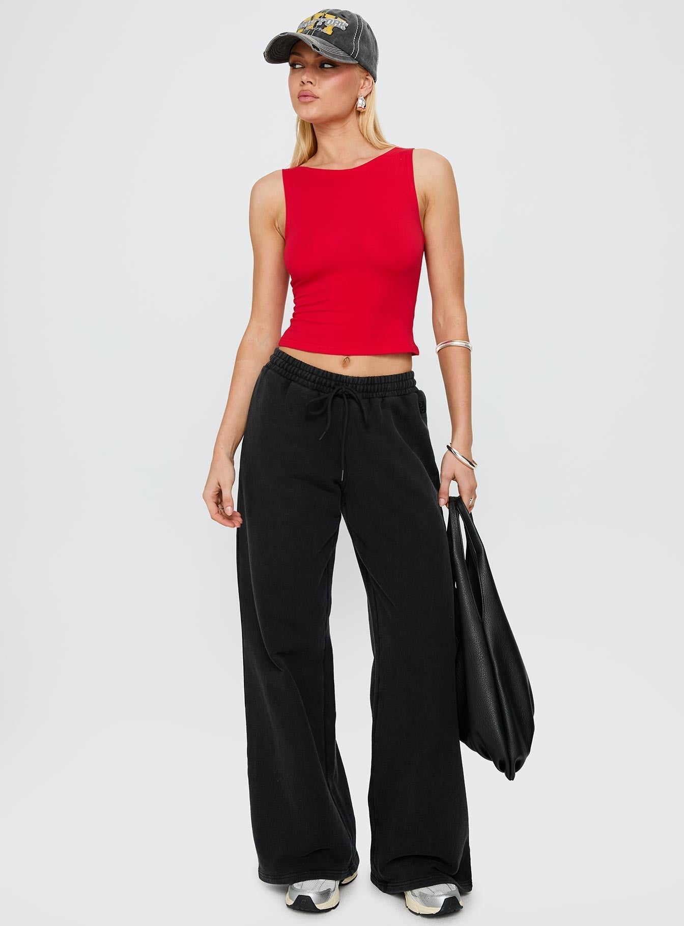 Bleeker High Neck Top Red