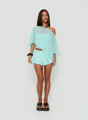 Senzo Chiffon Poncho Top Blue