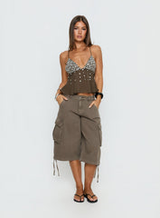Vinton Button Detail Cami Top Mocha