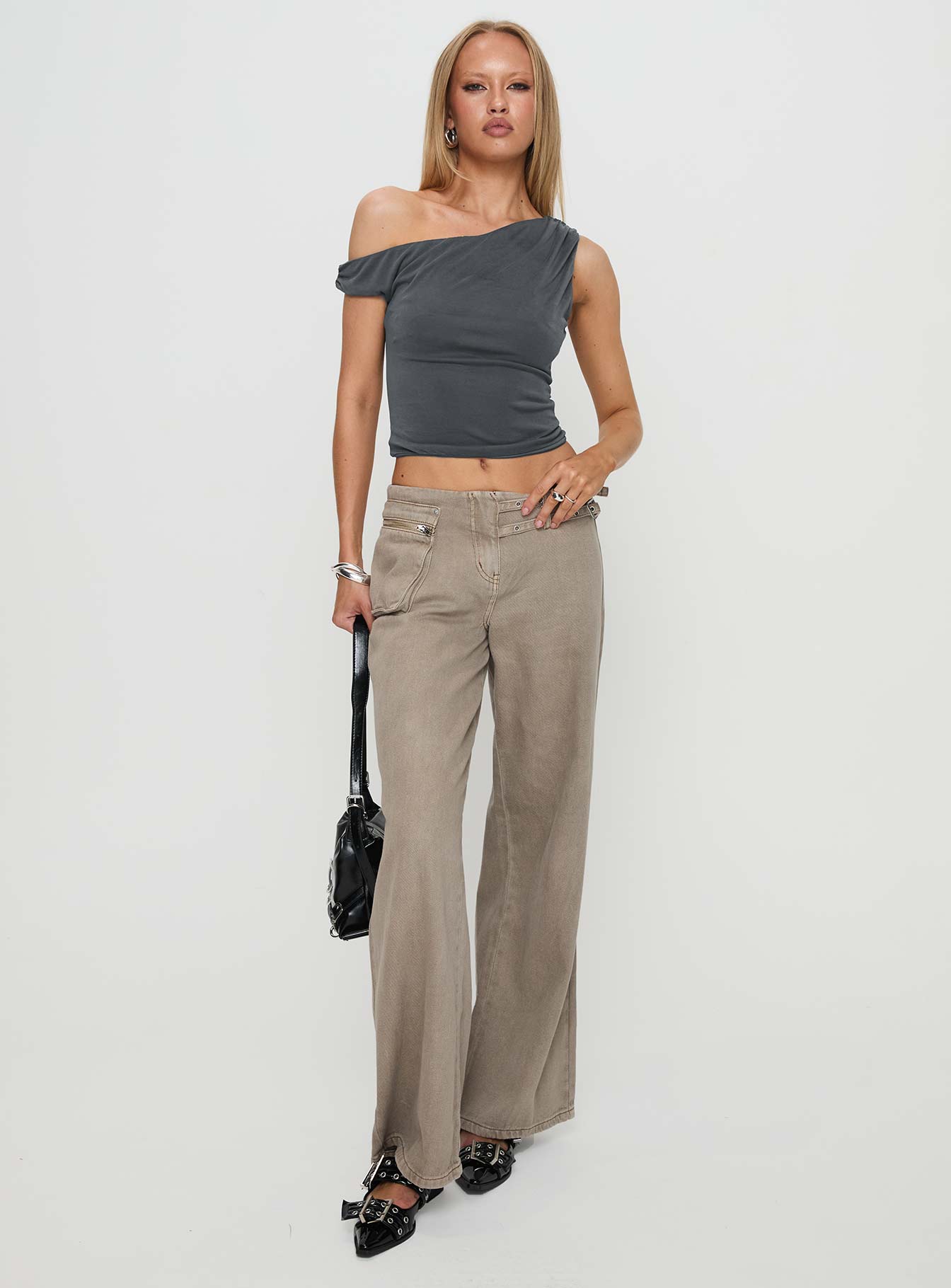 Danette One Shoulder Top Slate