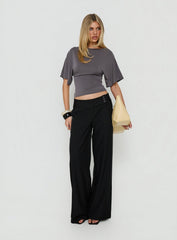 Arazia Cinched Short Sleeve Top Charcoal