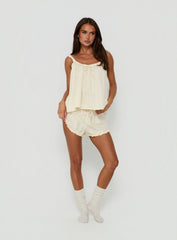 Nattalie Babydoll Frill Sleep Top Cream