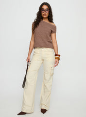 Ashfield Off Shoulder Top Brown
