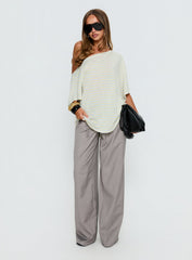 Winny Off Shoulder Tee Grey Marle / Lemon Stripe