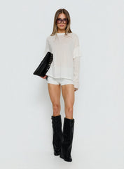 Settle Down Layered Long Sleeve Top White