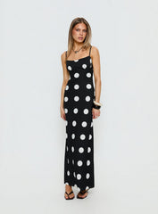 Avienna Maxi Dress Black Polka Dot