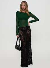 Watch The Sunset Off Shoulder Long Sleeve Top Green
