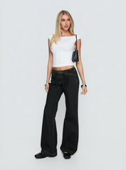 Slow Ride Mid Rise Bootleg Belted Jeans Grunge Wash