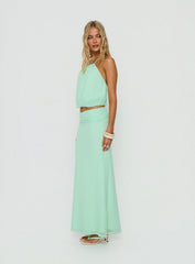 Wild Dune Ruched Waist Maxi Skirt Green