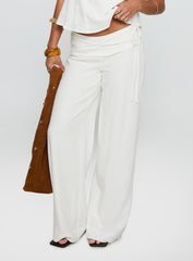 Silver Moon Linen Blend Tie Pants White Petite