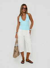 Mood Ring Ruched Halter Top Aqua