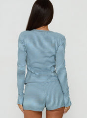 Serafia Button Up Cardigan Blue Stripe