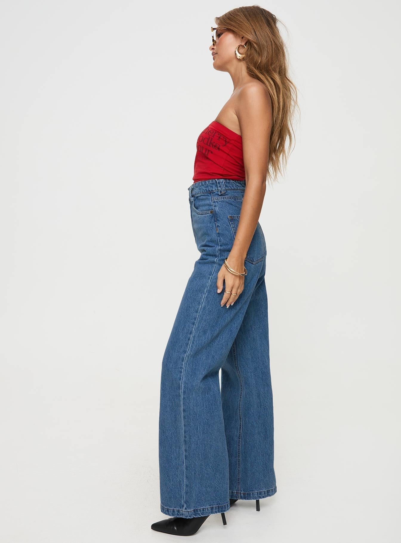 Zephee High Rise Wide Leg Jeans Light Wash