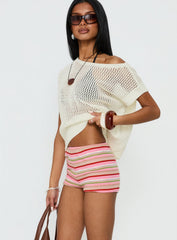 Selinah Terry Towelling Micro Shorts Pink Multi