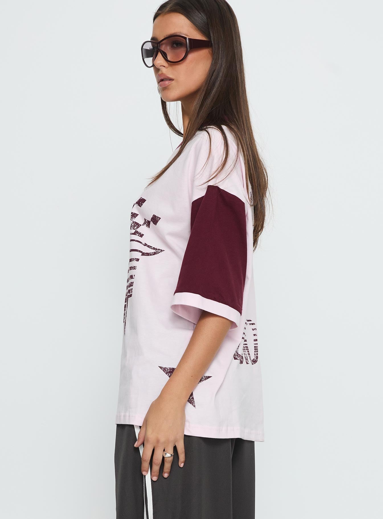Nachell Short Sleeve Moto Top Pink