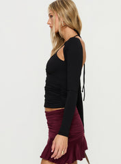 Luetta Cut Out Long Sleeve Top Black