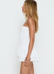 Ayanni Shirred Strapless Mini Playsuit White
