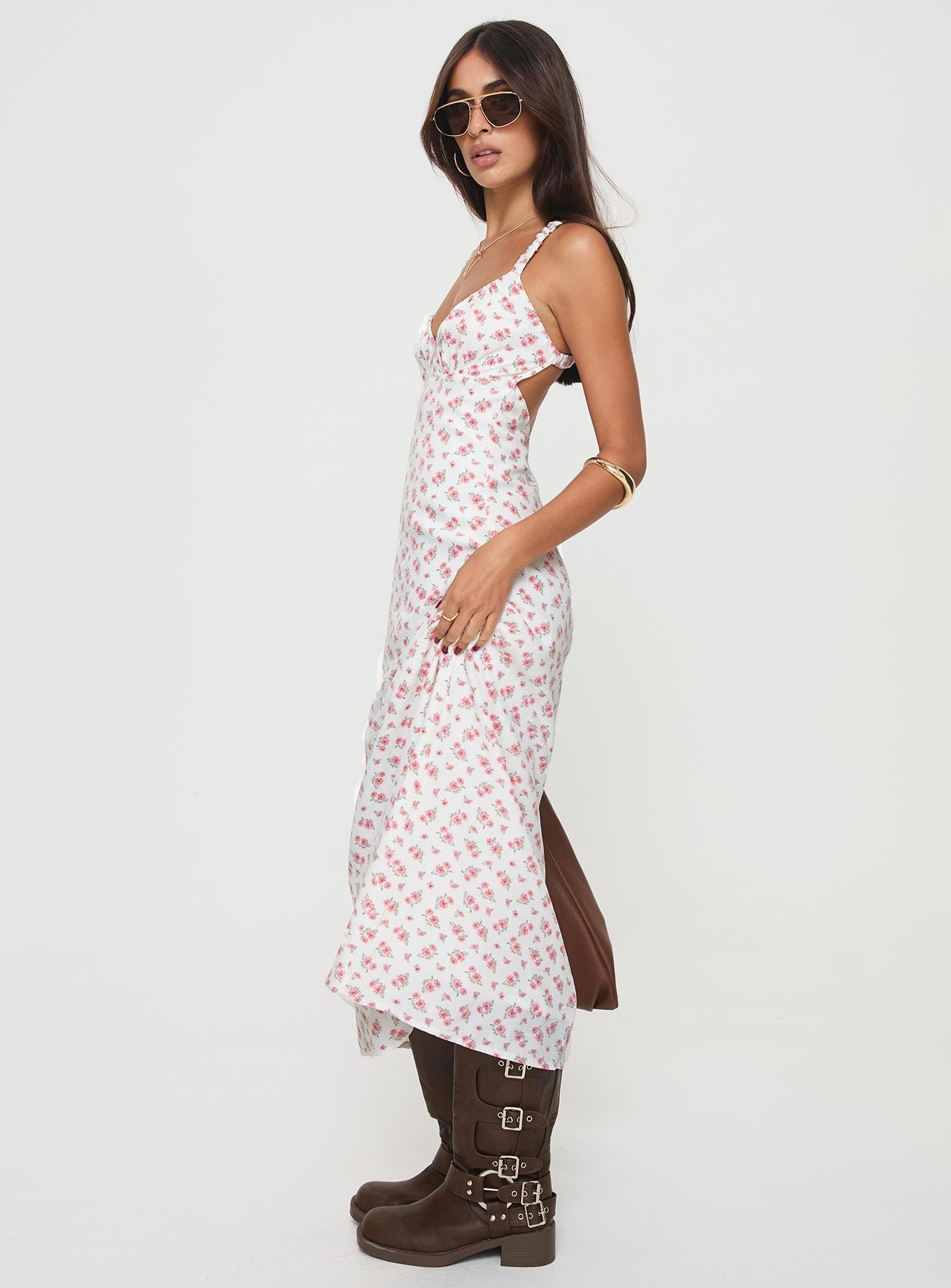 Georgia Midi Dress White / Pink Floral