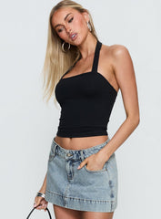 Ghisella Square Neck Halter Top Black