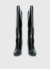 Sawyer Knee High Boots Black Crinkle