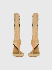 Situationship Eyelet Open Toe Heels Tan