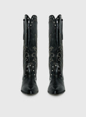 Austin Distressed Cowboy Boots Black