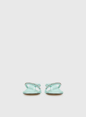 Little Italy Diamante Detail Thong Heels Aqua