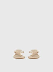 So Exclusive Faux Suede Thong Heels Tan