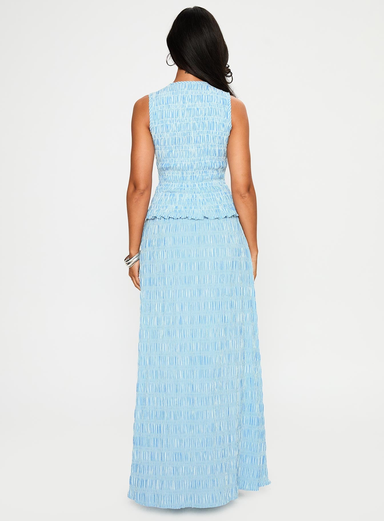 Songbird Shirred Maxi Dress Blue