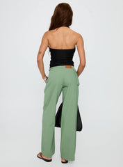 Mercadi Mid Rise Straight Leg Cargo Jeans Green