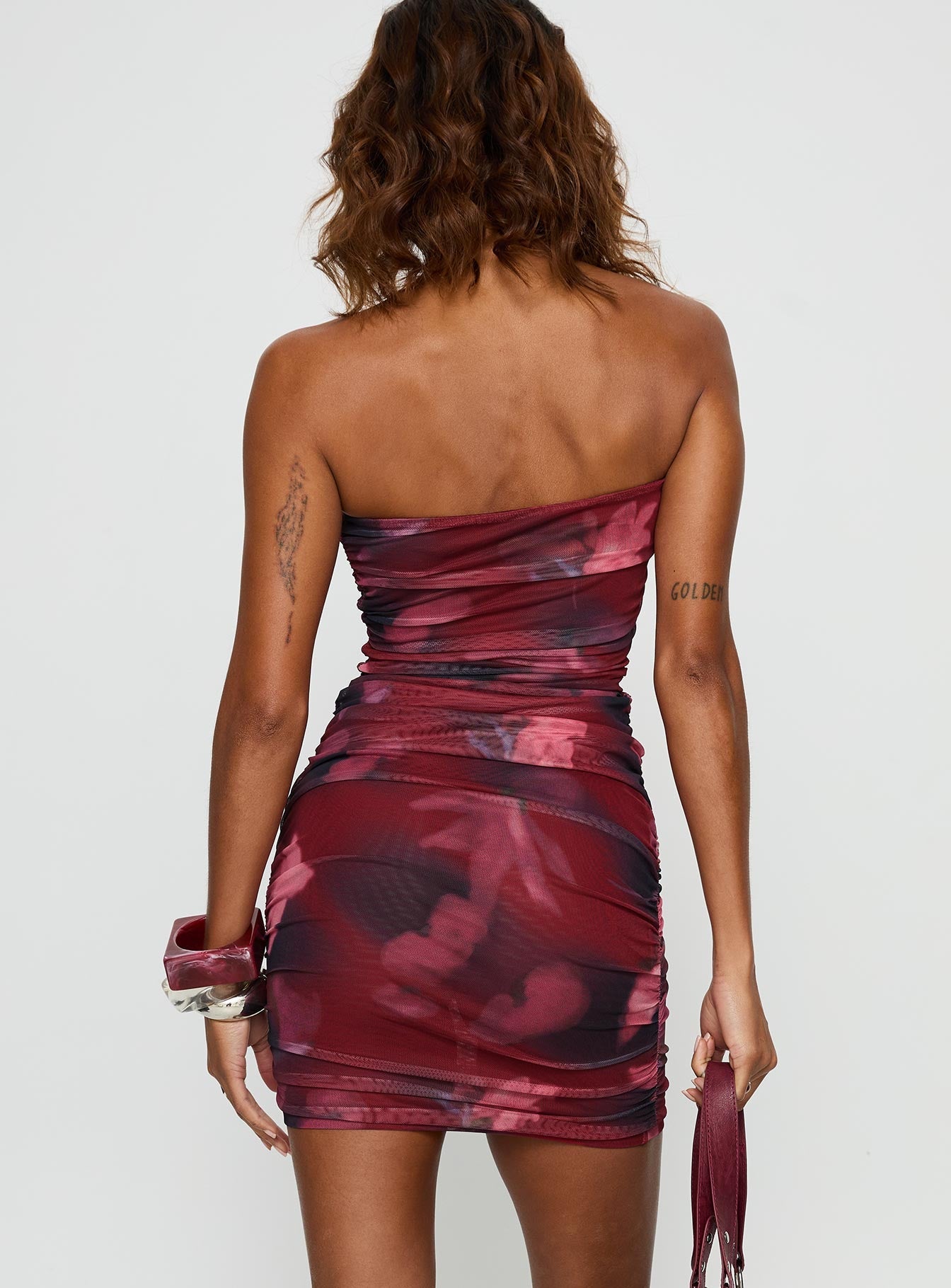 Sabato Strapless Mini Dress Red Floral