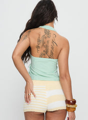 Save A Seat Wrap Halter Top Green Stripe