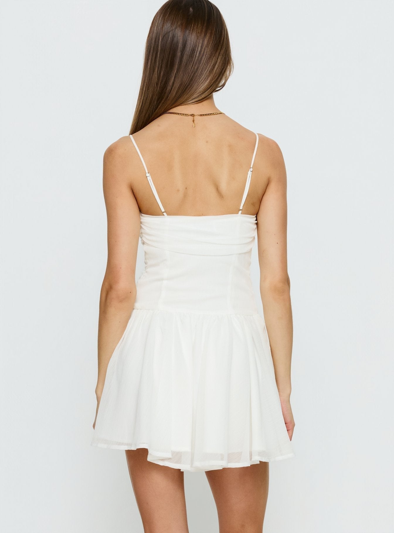 So At Peace Sweetheart Drop Waist Mini Dress White