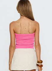 Lissey Strapless Knit Top Pink