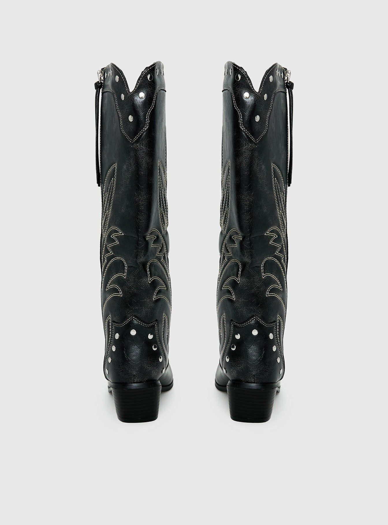 Austin Distressed Cowboy Boots Black