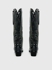 Austin Distressed Cowboy Boots Black