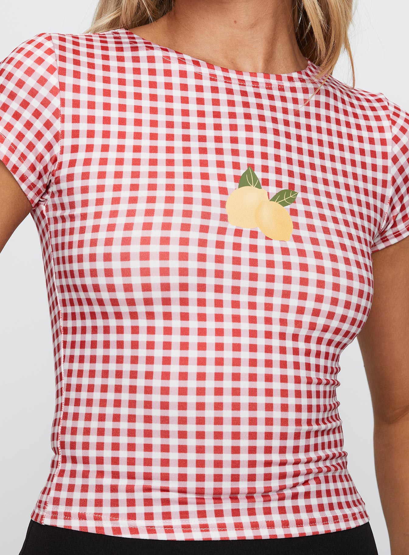 Marcello Graphic Top Red Check