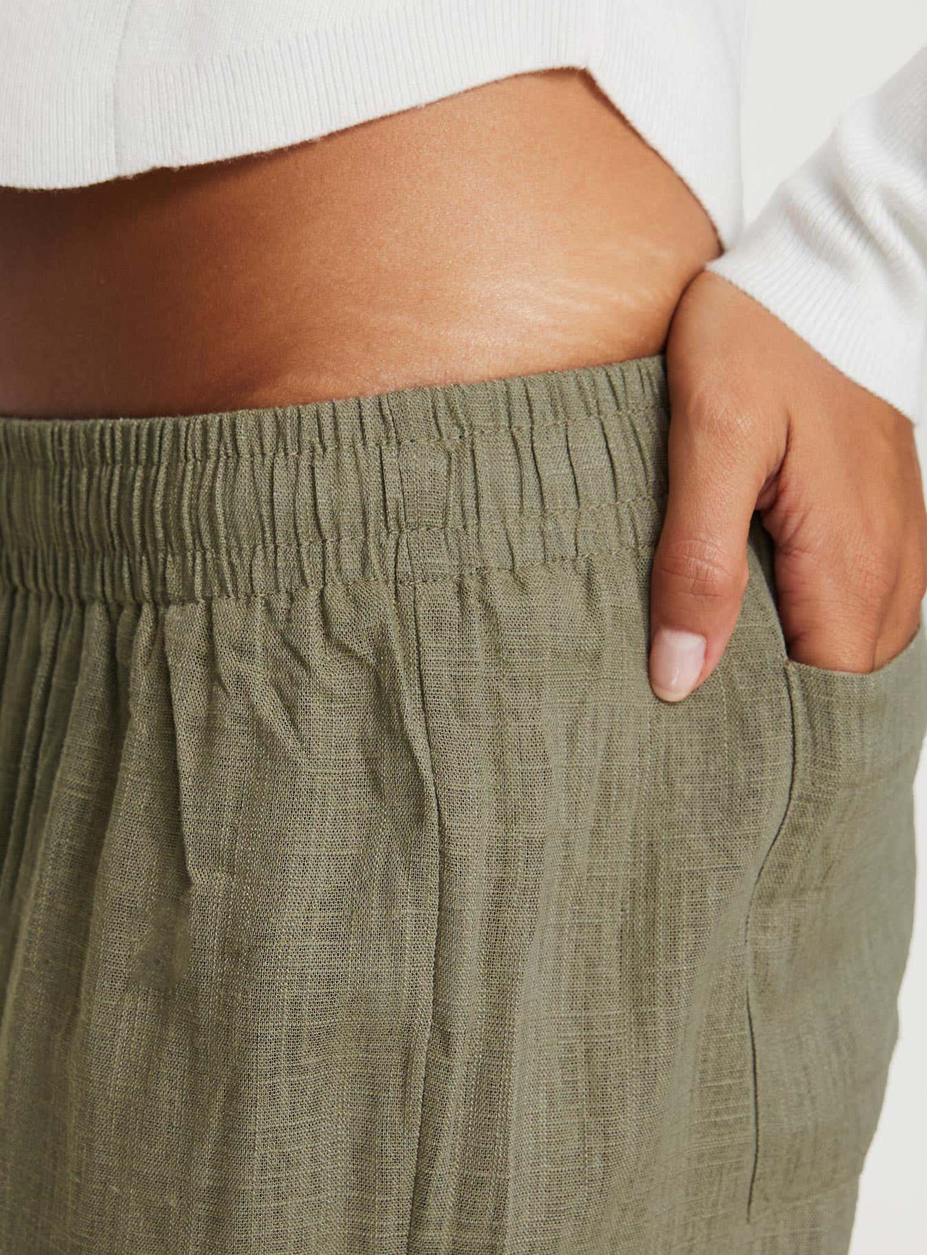 Louis Linen Blend Pants Olive