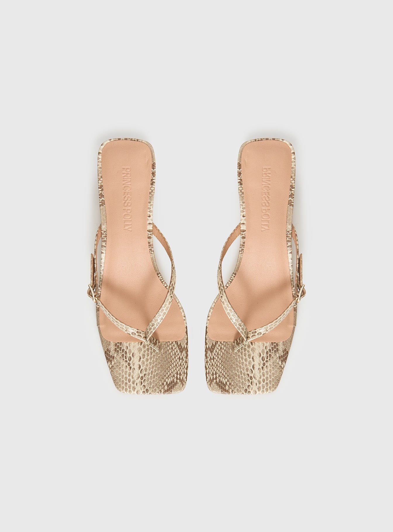 Veyla Square Toe Thong Heels Snake