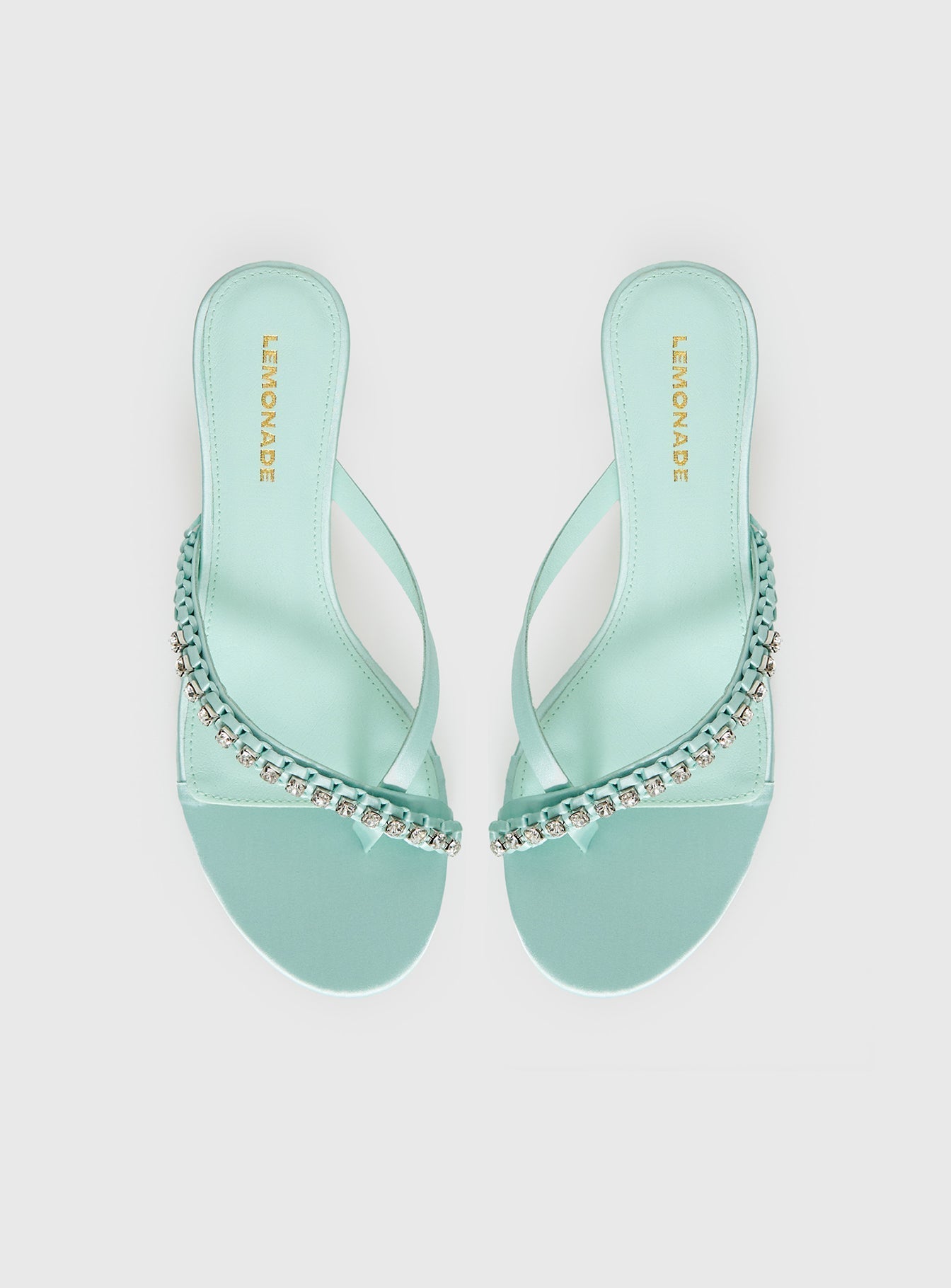 Little Italy Diamante Detail Thong Heels Aqua
