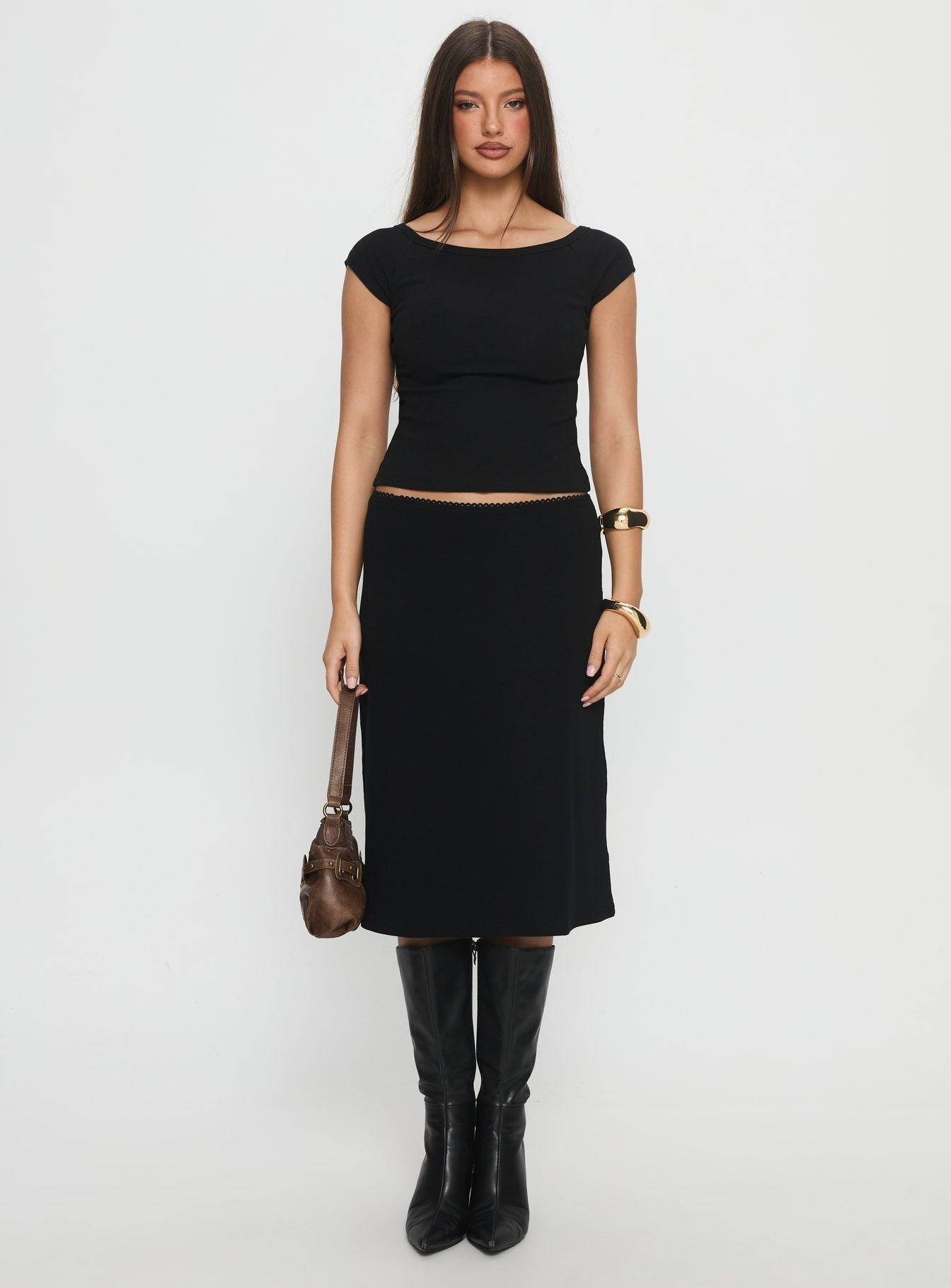 Baseline Boat Neck Top Black
