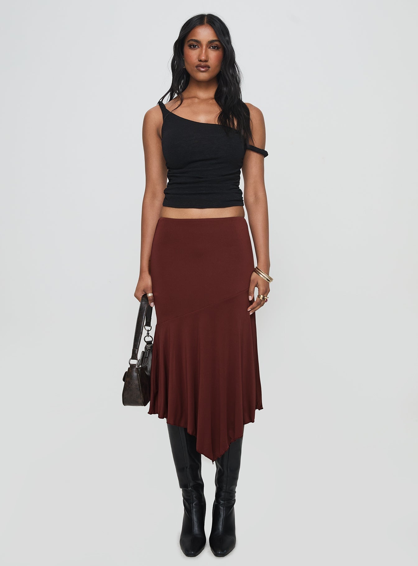 Messenger One Shoulder Top Black